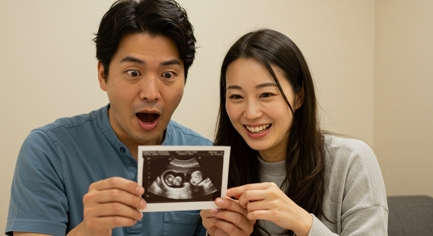 双子　妊娠発覚　驚き